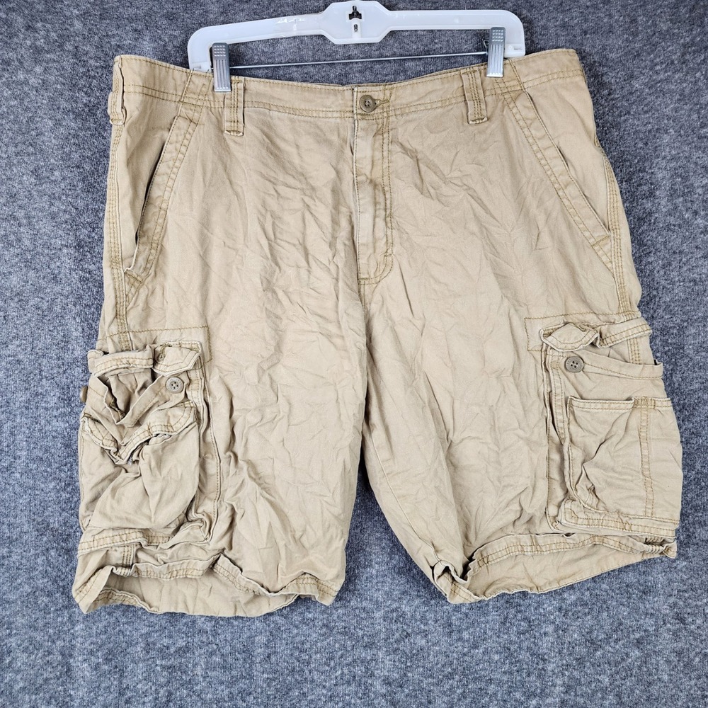 Lee Cargo Shorts‎ Mens 38 Khaki Cotton Twill Relaxed Fit Multi Pocket Dungarees